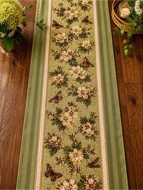 Vintage Botanical Tapestry Table Runner Cottagecore English Garden Decor